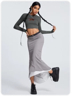 Kollyy Y2K Deep Gray Star Cut Out Top T-Shirt -Tops Sales 6e7ab574109c58f35a1d542dd7b5095a