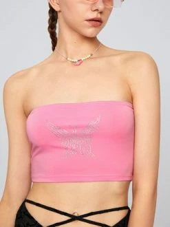 Kollyy Y2K Pink Off Shoulder Butterfly Top Tank Top & Cami -Tops Sales 6e8c8bf75d30333b5117df81094626ef