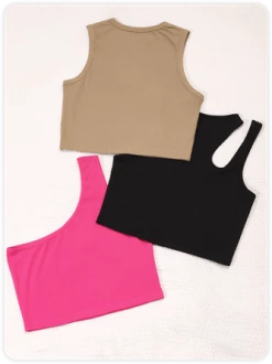 Kollyy Three-Piece Set Street Basic Pac Asymmetrical Design Top Tank Top & Cami -Tops Sales 6edfd1b04e6f0c11b0b8313803efa232