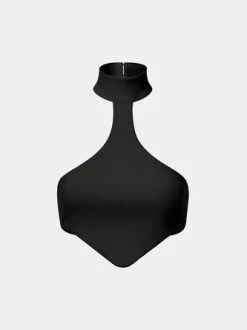 Kollyy Street Black Cut Ou Sleeveless Top Tank Top & Cami