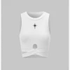 Kollyy Y2K White Embroidery Crossed Front Top Tank Top & Cami