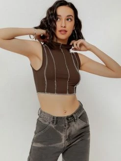 Kollyy Vintage Brown Top Tank Top & Cami
