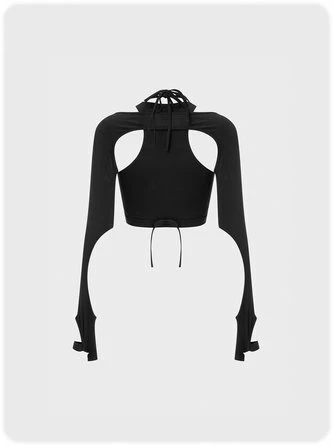 Kollyy Punk Black Lace-Up Design Cut Out Top T-Shirt 8 Kollyy Punk Black Lace-Up Design Cut Out Top T-Shirt - Image 8