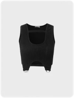 Kollyy Street Black Metal Cut Out Top Tank Top & Cami