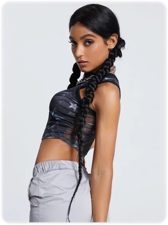 Kollyy Street Blue Mesh Cyberpunk Top Tank Top & Cami 4 Kollyy Street Blue Mesh Cyberpunk Top Tank Top & Cami - Image 4