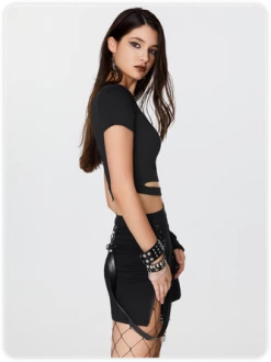 Kollyy Black Cut Out Asymmetrical Design Slim Top T-Shirt 12 Kollyy Black Cut Out Asymmetrical Design Slim Top T-Shirt -Tops Sales 71de05998258ad52d115572e6ca02fc0