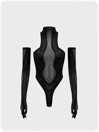 Kollyy Street White Patchwork Mesh Top Bodysuit 1 Kollyy Street White Patchwork Mesh Top Bodysuit