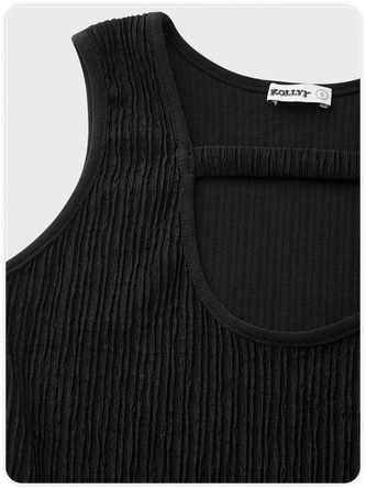 Kollyy Street Black Metal Cut Out Top Tank Top & Cami 2 Kollyy Street Black Metal Cut Out Top Tank Top & Cami - Image 2