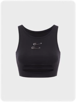 Kollyy Black Cut Out Clip Top Tank Top & Cami