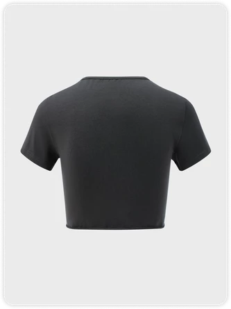 Kollyy Street Gray Cut Out Slim Letter Top T-Shirt 4 Kollyy Street Gray Cut Out Slim Letter Top T-Shirt - Image 4