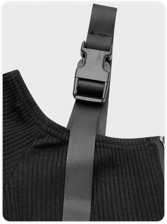 Kollyy Punk Black Removable Straps Top T-Shirt 3 Kollyy Punk Black Removable Straps Top T-Shirt - Image 3