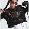 Kollyy Black Ripped Knit Top Sweater
