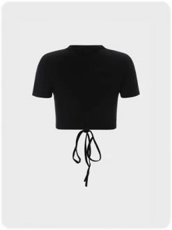 Kollyy Street Black Lace-Up Design Cut Ou Top T-Shirt -Tops Sales 76837d7701d3ed7ae0986a9f46c7de92