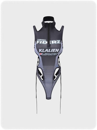 Kollyy Edgy Gray Letter Lace Up Zip Cyberpunk Top Bodysuit 1 Kollyy Edgy Gray Letter Lace Up Zip Cyberpunk Top Bodysuit