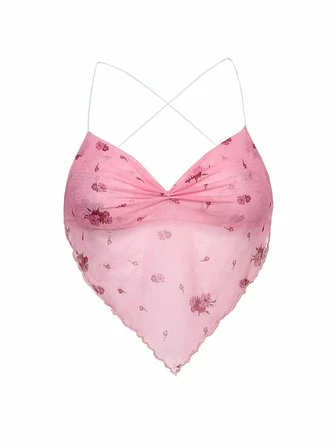 Kollyy Sweet Pink Sleeveless Calico Top Tank Top & Cami 1 Kollyy Sweet Pink Sleeveless Calico Top Tank Top & Cami