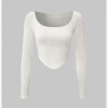 Kollyy Street White Irregular Texture Top T-Shirt