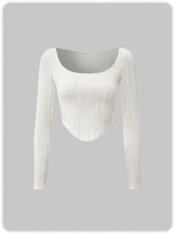 Kollyy Street White Irregular Texture Top T-Shirt