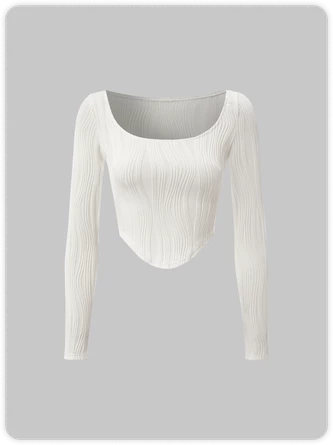 Kollyy Street White Irregular Texture Top T-Shirt 1 Kollyy Street White Irregular Texture Top T-Shirt