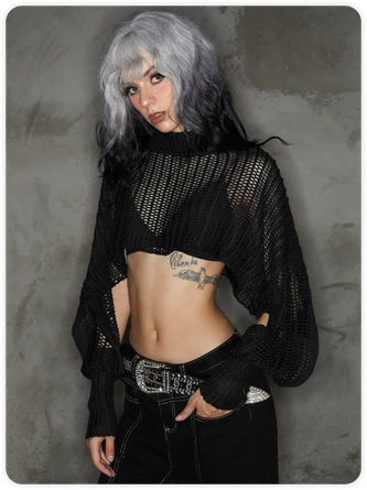 Kollyy Casual Black Cut Out Perkins Collar Top Sweater 3 Kollyy Casual Black Cut Out Perkins Collar Top Sweater - Image 3