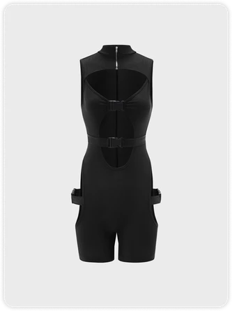 Kollyy Edgy Black Buckle Cut Out Cyberpunk Top Jumpsuit 2 Kollyy Edgy Black Buckle Cut Out Cyberpunk Top Jumpsuit - Image 2