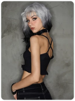 Kollyy Punk Black Ruffles Star Halloween Top Tank Top & Cami -Tops Sales 7b9923732dc964d1af71aed62f5212ca