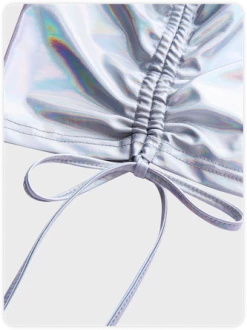 Kollyy Y2K Silver Laser Fabric Drawstring Halter Top Tank Top & Cami -Tops Sales 804452277e7e9919982d90a1d9a199a6