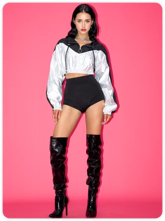 Kollyy Street Black Glitter Patchwork Hooded Top Hoodie & Sweatshirt 4 Kollyy Street Black Glitter Patchwork Hooded Top Hoodie & Sweatshirt - Image 4