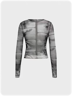 Kollyy Edgy Gray Figure Top T-Shirt