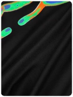 Kollyy Punk Black Hand Painted High Neck Top Bodysuit -Tops Sales 85afb5089399085ae0ada191954873c7