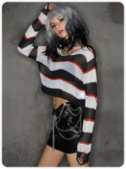 Kollyy Punk Black Cut Out Halloween Top Sweater -Tops Sales 86d030b232c722c724bb15728b6019a8