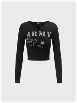 Kollyy Street Black Punk Long Sleeve Top T-Shirt