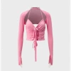 Kollyy Y2K Pink Cut Out Lace Up Backless Top T-Shirt