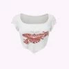 Kollyy Y2K White Butterfly Square Neck Top T-Shirt