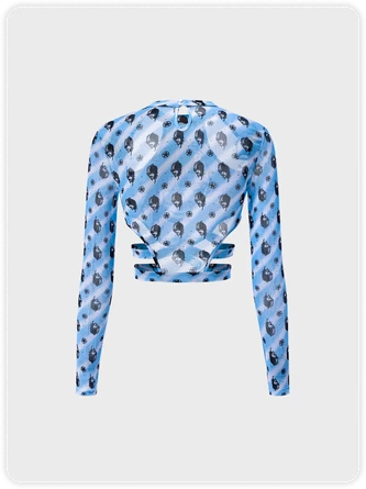 Kollyy Punk Blue Skull Tiered Design Cut Out Halloween Top T-Shirt 5 Kollyy Punk Blue Skull Tiered Design Cut Out Halloween Top T-Shirt - Image 5