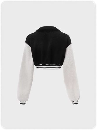 Kollyy Street Black Color Block Sherpa Top Outwear 4 Kollyy Street Black Color Block Sherpa Top Outwear - Image 4