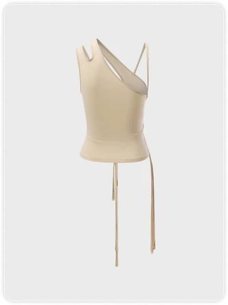 Kollyy Edgy Khaki Tie Up Asymmetrical Design Top Tank Top & Cami 4 Kollyy Edgy Khaki Tie Up Asymmetrical Design Top Tank Top & Cami - Image 4