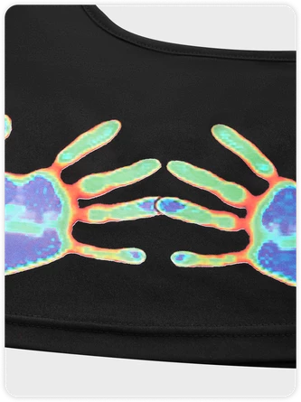 Kollyy Edgy Black Hand Printed Asymmetrical Design Thermostimulative Top 4 Kollyy Edgy Black Hand Printed Asymmetrical Design Thermostimulative Top - Image 4