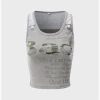 Kollyy Y2K Gray Letter Patchwork Top Tank Top & Cami