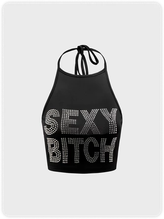 Kollyy Street Black Hotfix Rhinestone Mesh Top Tank Top & Cami 1 Kollyy Street Black Hotfix Rhinestone Mesh Top Tank Top & Cami