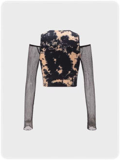 Kollyy Street As Picture Tie Dye Mesh Cut Out Top Women Top -Tops Sales 8cabec08a0a591f601e2ff0d2283b330