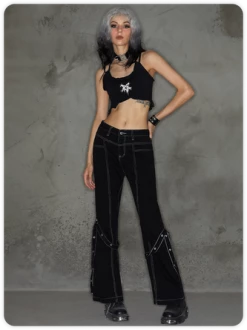 Kollyy Punk Black Ruffles Star Halloween Top Tank Top & Cami -Tops Sales 8ce2b29bbcd02fec8ba91afa0db1a25d