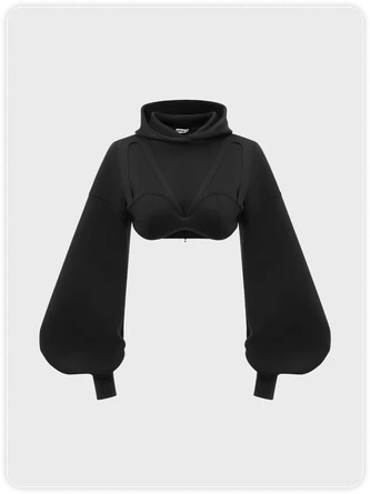 Kollyy Edgy Black Deconstructed Top Hoodie & Sweatshirt 1 Kollyy Edgy Black Deconstructed Top Hoodie & Sweatshirt