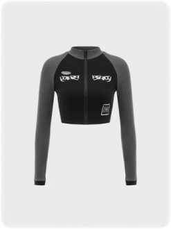 Kollyy Edgy Black Patchwork Cyberpunk Top T-Shirt