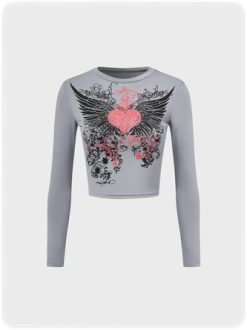 Kollyy Street Gray Graphic Top T-Shirt