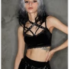 Kollyy Punk Black Tie Up Halloween Top Tank Top & Cami