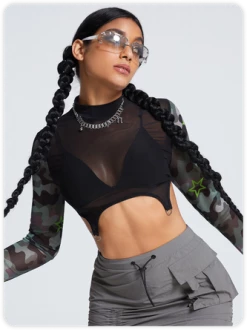 Kollyy Street Black Camo Backless Top Women Top