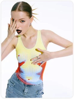 Kollyy Green Body Crew Neck Top Tank Top & Cami