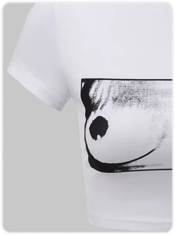 Kollyy Edgy White Body Print Slim Top T-Shirt -Tops Sales 91d31e652215a658bce8a369435031dd