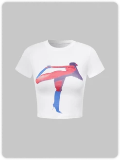 Kollyy Y2k White Body Print Top T-Shirt