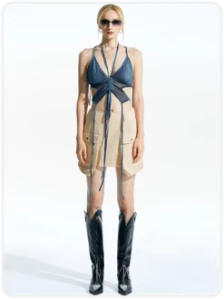 Kollyy Blue Ombre Drawstring Top Tank Top & Cami -Tops Sales 93961e81edbce69f6f543a9123d6d237